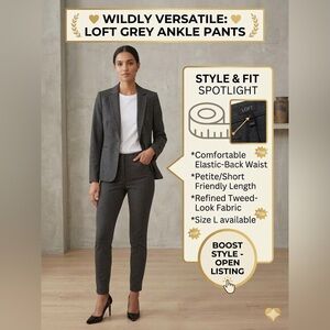 LOFT Grey Petite Ankle Pantsuit Pants